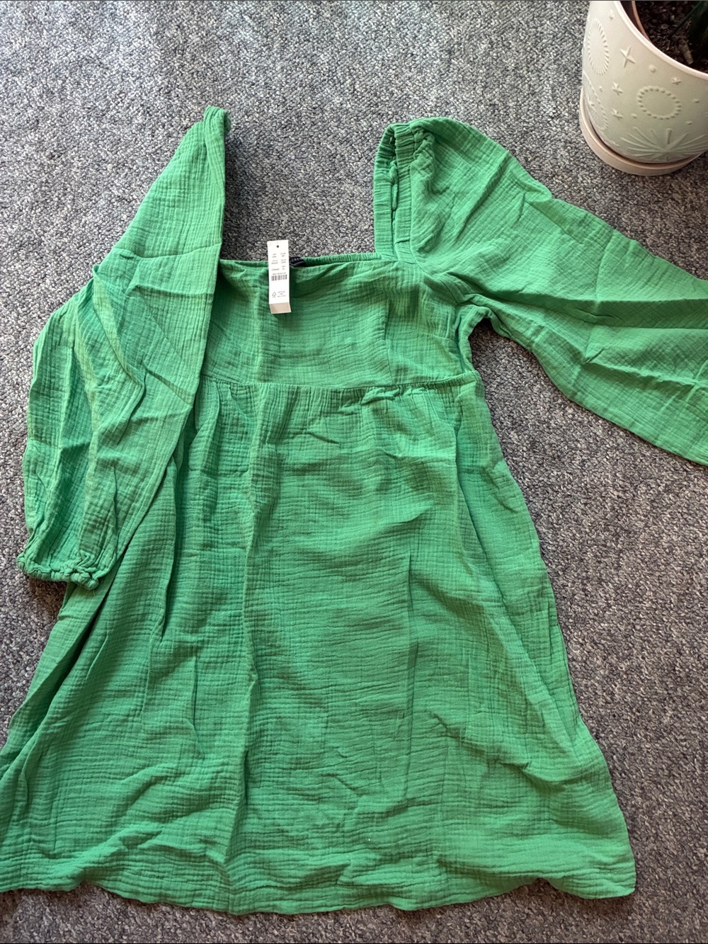 J. Crew Emerald Green Gauze Square-Neck Mini Dress